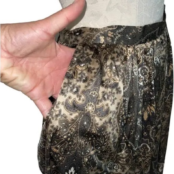 Vintage Linda Allard Ellen Tracy Vintage Womens Midi Skirt Pure Silk Paisley - Picture 7 of 10